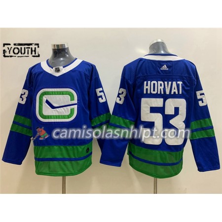 Camisola Vancouver Canucks Bo Horvat 53 Alternate Adidas 2019-2020 Azul Authentic - Criança
